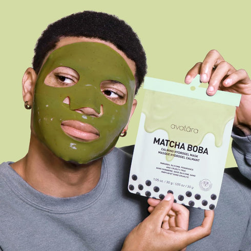 Avatara - Matcha Boba Hydrogel Mask, Facial Masks Skincare Essential, 2-Piece Cooling & Hydrating Mask with Multi-Hyaluronic Combo & Ceramides, 30...