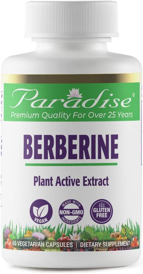 Paradise Herbs, Berberine Extract, 500 mg, Pure & Potent Berberine Supplement, Vegan, Non GMO, Gluten Free, 60...