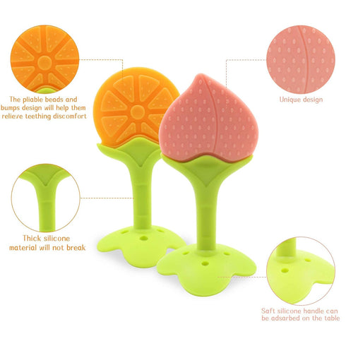 5 PCS Baby Teething Toys, Bagvhandbagro Soft Fruit Teething Toys for Babies 0-6 Months 6-12 Months, Silicone Baby Teethers Stick Freezer Safe for ...