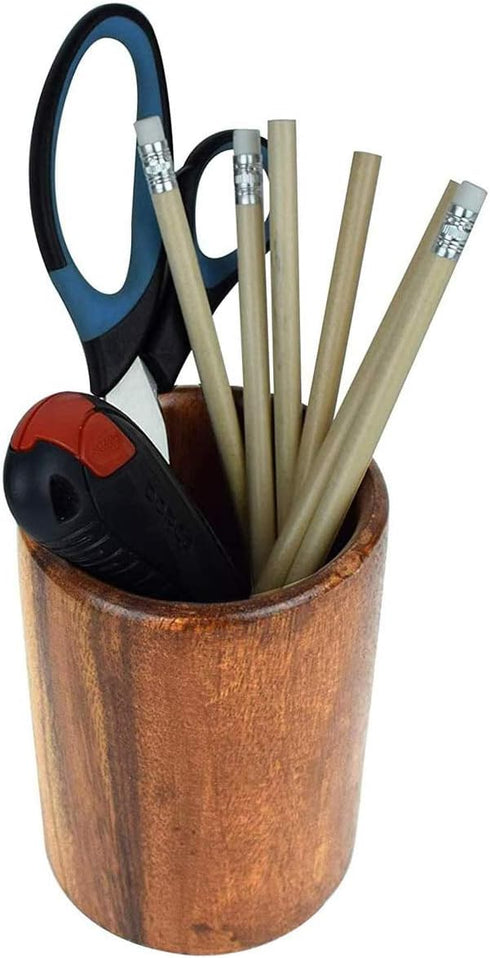 Wooden Kitchen Countertop Tool Utensil Holder Crock for Spoons Spatula Straw Cutlery Accessories Utinsels Storage, 4" x 6"...