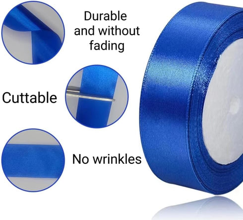 Blue Ribbon 1 inch Wide and 25 Yards Long, Royal Blue Solid Color Fabric Ribbon for handicrafts, Wreaths, Wedding Party, Christmas, Hair Bows, Flo...