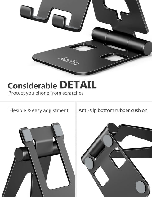 Cell Phone Stand for Desk, Adjustable Desktop Phone Holder Stand, Foldable Moblie Phone Dock for iPhone 15 14 13 12 11 Pro Xs Max Xr X 8 7 6 5 5s ...