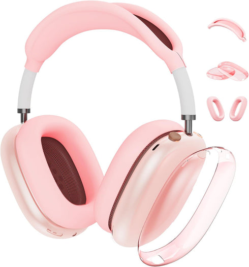 Kit for AirPod Max Case, Clear Soft TPU Ear Covers and Silicone Ear Pad/Headband Cover, Transparent Anti-Scratch Protective Accessories for Apple ...