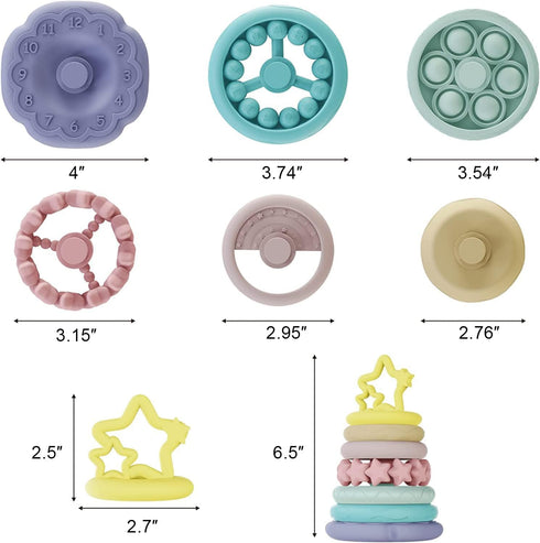 7 Pcs Stacking Toys Baby Toys, Toddler Montessori Sensory Soft Rings Stacker, Teething Infant Toy with Learning, Newborn Essentials Gifts for 6 9 ...