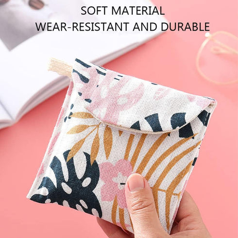 5 Pack Sanitary Napkin Storage Bags Cute Pattern Sanitary Pad Storage Pouch Portable Mini Menstrual Bag Pouch Kit for Women and Teen Girls (5 Styl...