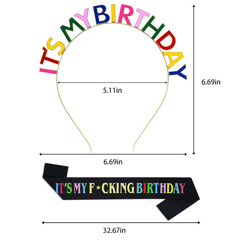 Happy Birthday Crowns Hats Sash Hair Tiara Birthday Party Crown Headband Supplies Gifts Decorations Funny Accessory for Women Girls...