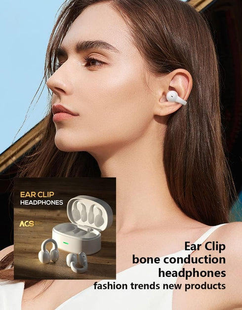 Ear-Clip Bone Conduction Headphones Bluetooth 5.3 Open Ear Clip on Headphone Clip Type Bluetooth Earphones Wireless In Ear Earbuds Bluetooth Heads...