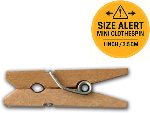 LWR CRAFTS Wooden Mini Clothespins 100 Per Pack 1" 2.5cm (Natural)...