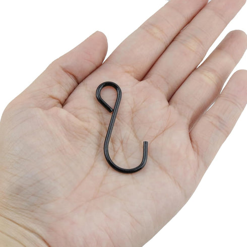 T Tulead 30PCS S-Hooks Small Metal Hanging Hooks 1.6" Black for Bedroom,Bathroom,Kitchen,Office...