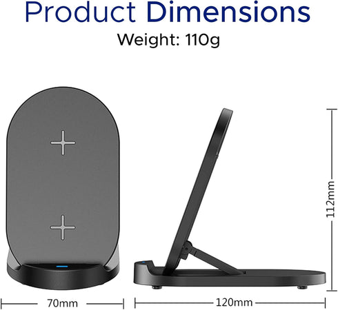 15W Wireless Charger Stand - Double Coil Fast Wireless Charging Station for iPhone and Samsung Galaxy Series - Auto-Off Feature - No Adapter Inclu...