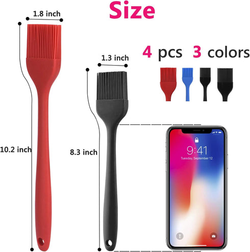 Silicone Basting Pastry Brush Set 4 Pack Heat Resistant Spread Oil Butter Sauce for BBQ Grill Barbeque Kitchen Baking Cooking Pastries, 2 Large & ...