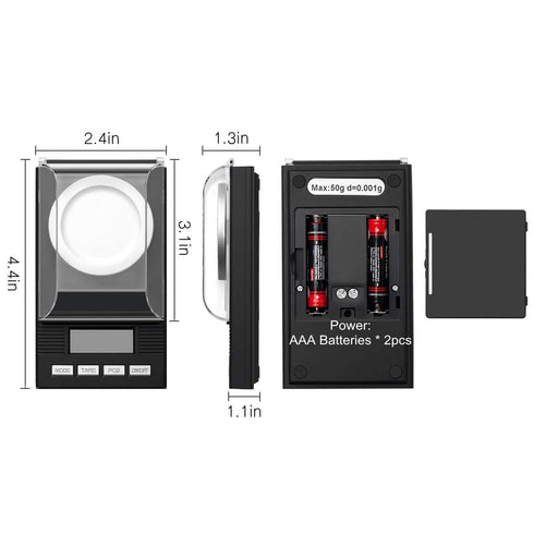 50g/1.7637oz High Precision Digital Milligram Scale, 0.001g /0.0001oz Accuracy, Portable Jewelry Scale Digital Weight with Calibration Weights Twe...