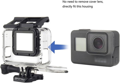 Side Open Skeleton Housing Case for GoPro Hero 5/6/7 Black Action Camera - Protective Lens Removal NOT Needed - Transparent Clear...