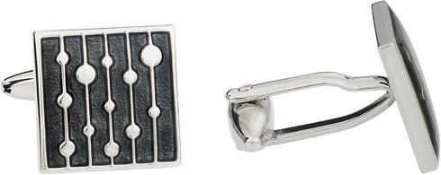 Artsy Gray Enamel Square Silver Cufflinks...