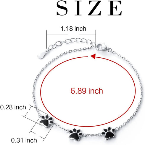 Ladytree S925 Sterling Silver Puppy Dog Cat Pet Paw Print Bracelets1...