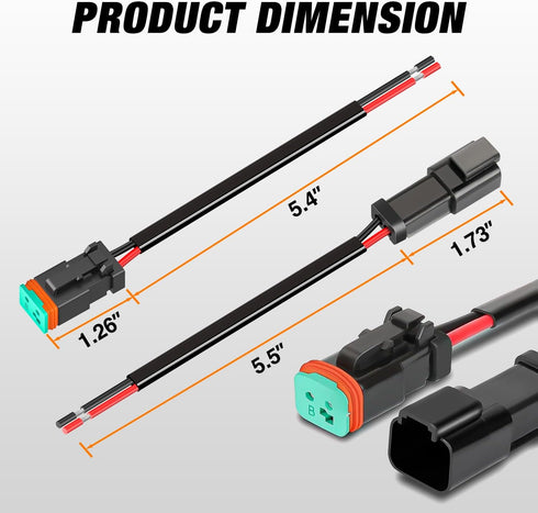 Nilight 2 Pin DT Connectors 16AWG 6 Kits Male and Female Electrical Connector Waterproof Plug and Play w/Heat Shrink Butt Terminals for Automotive...