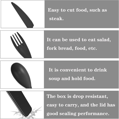 Large Reusable Utensils Set with Case, 2 Sets Portable Cutlery Set for Adults, Travel Fork Spoon Knife for Camping Work Picnic (Grey, Black)...