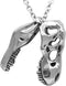 Controse Dinosaur Necklace Mini T-Rex Skull Pendant 316L Stainless Steel...