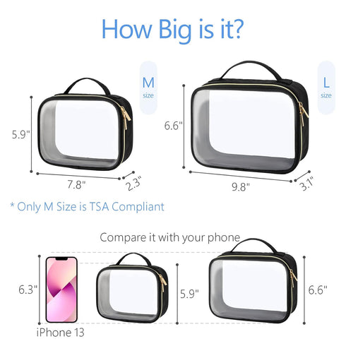 PACKISM Clear Makeup Bags - TSA Approved Toiletry Bag with Handle Large Opening, Clear Toiletry Bags for Traveling Travel Essentials, Clear Travel...