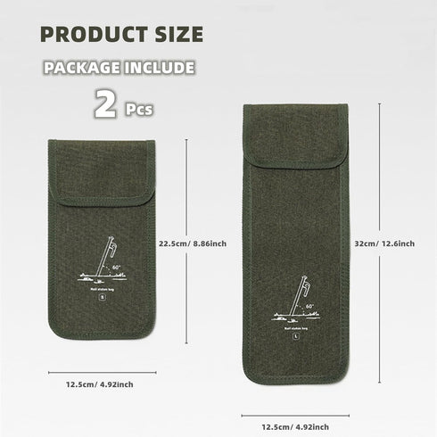 Tent Stakes Storage Bag 2 Pcs Camping Portable Tent Peg Bag for Camping Hiking Multifunctional Tent Pile Bag Wind Rope Nail Storage Pouch for Picn...