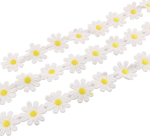 Tegg Lace Ribbon 5 Yards 25mm Daisy Sun Flower Trims DIY Ribbon Lace for Applique Headband Sewing DIY Craft...
