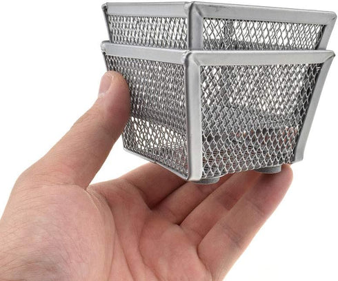 HAHIYO Stackable Paper Clip Mesh Holder Cup 2.2" Height 2 Pack Silver Sturdy Paperclip Holder Container for Desk Drawer Organizer Collection for H...