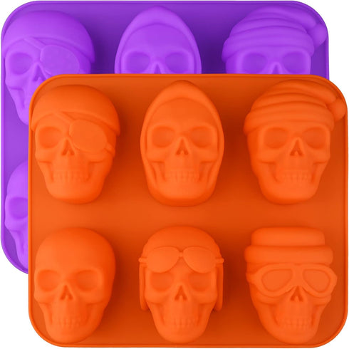Skull Cake Molds Silicone, Large Size Halloween Skull Baking Molds for Mini Cakes, Handmade Soap, Chocolate, Pudding, Jello, Candy...