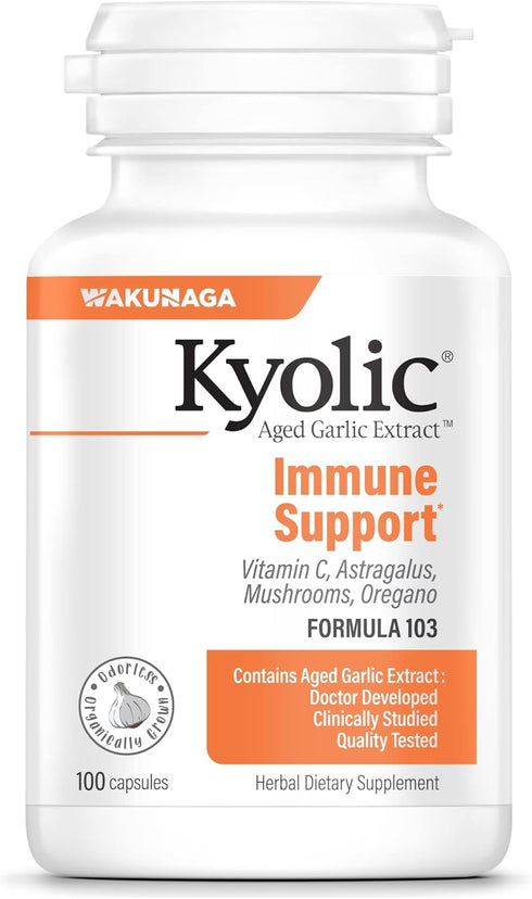 Kyolic Aged Garlic Extract Formula 103 Immune Support, 100 Capsules (Packaging May Vary)...