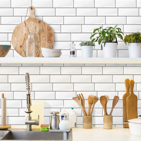 Livebor Peel and Stick Backsplash Wallpaper Kitchen Wallpaper 11.8inch x 196.8inch Tile Peel and Stick for Kitchen Countertop Tile Contact Paper K...