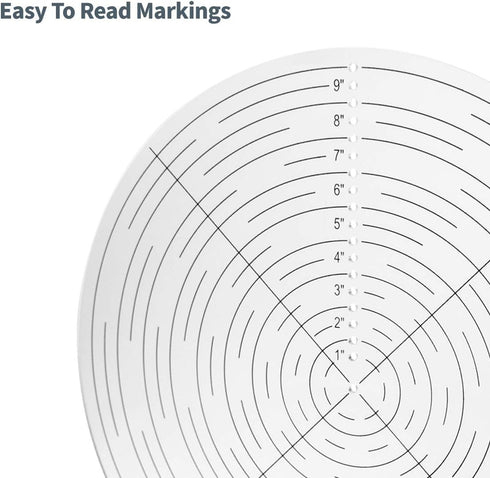 POWERTEC 10" Round Center Finder Tool Compass Acrylic for Irregular Shapes, Drawing Circles on Wood, Poster Board, Plastic, Measuring Tools for Wo...