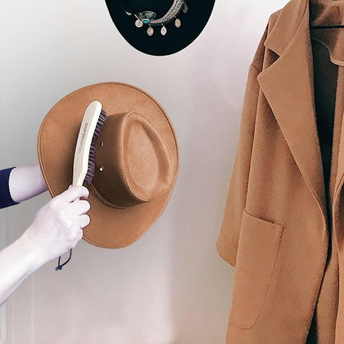 Hat Brush - Horsehair Felt Hat Brush Clean Western Cowboy Hat, Fedora Hat & Baseball Cap, Bristle Garment Brush Remove Cat Hair Dust for Suits, Su...