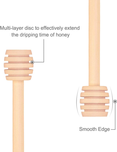 24 Pack Mini Wooden Honey Dipper Sticks, Honey Dippers 3 inch with Individually Wrapped Server for Honey Jar Dispense Drizzle Honey and Wedding Pa...