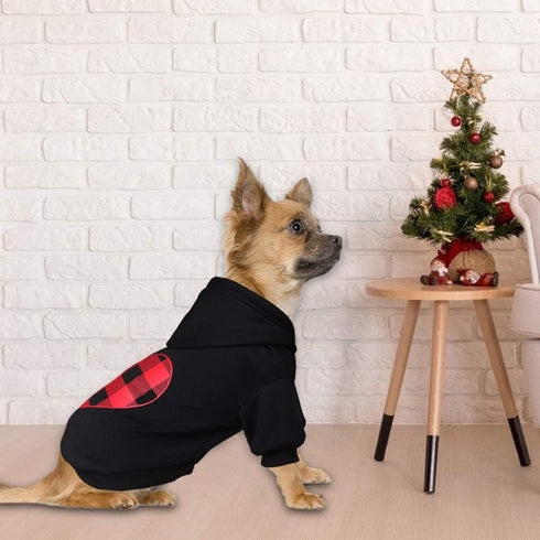 Dog Hoodie Sweater for Dogs Pet Clothes Black Buffalo Plaid Warm and Soft Breathable Cozy(XS)...