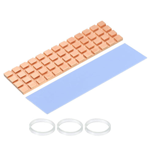 MECCANIXITY Copper Heatsink 70x20x2mm with Thermal Pad and Rubber Ring for M.2 SSD Memory, PC, Laptop Cooler 1 Set...