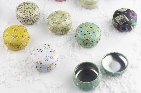 Candy Tins Jars Colorful Flower Metal Tin with Lid Empty Round Metal Storage Tin Cans Jars Containers Travel Storage Tins,for Making Candles Candy...