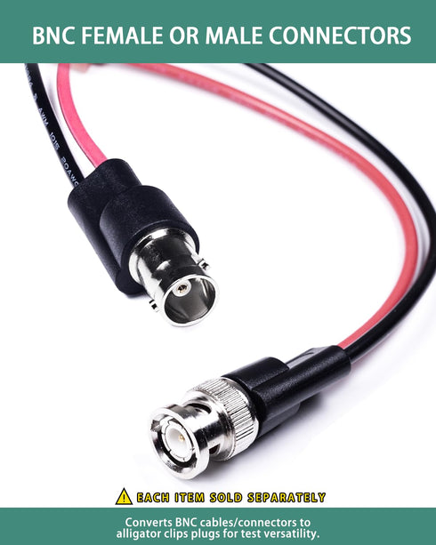 BNC Test Leads, BNC (F) to Alligator Clip, Test Lead Breakout Cable for Multimeter, 5A Current Rating, 1 Pack...