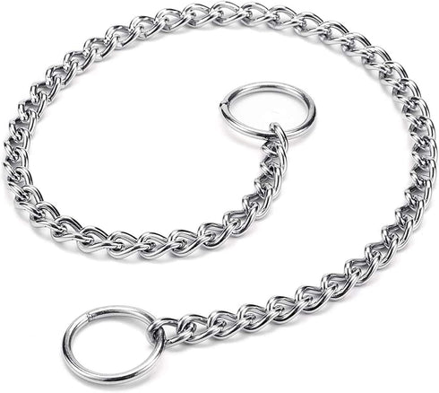 Dog Chain Collars (Made in USA) 304 Stainless Steel Metal Chew Proof Dog Necklace Anti Winding Dog Leash Extension Lead for Small Medium Large and...