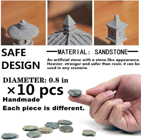 Miniature Fairy Garden Decoration Set,3 Japanese Lantern,10 Stepping Stone Mini Fairy Decor for Garden & Patio Micro Landscape Yard Bonsai Decorat...