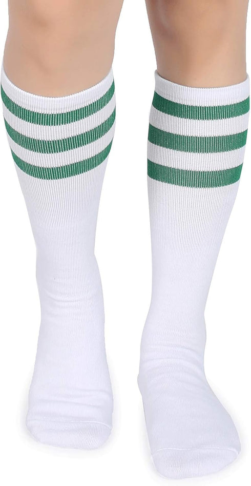 Pareberry Classic Triple Stripes Soft Cotton On the Calf Retro White Tube Socks...