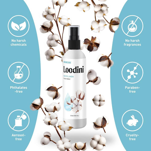 Odorcide Loo-Dini White Linen 8oz Toilet Spray & Bathroom Spray – Use This Bathroom Spray Odor Eliminator Before You Go – Poop Spray For Toilet an...