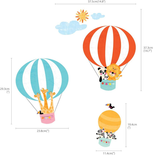 DECOWALL DWL-2010 Animals in Hot Air Balloons Wall Stickers Wall Decals Peel and Stick Removable Wall Stickers for Kids Nursery Bedroom Living Roo...