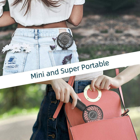 HandFan Mini Portable Handheld Fan, 3-Speeds USB Rechargeable Pocket Fan with Natural Wind Mode, Small Desk Fan for Travel Office Hot Flashes Outd...