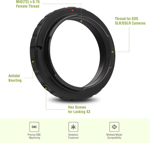 Alstar Telescope Camera Adapter T2 T Ring Adapter Metal Compatible for Pentax SLR/DSLR Cameras Standard Pentax-K Lenses and Telescope Photo Adapte...