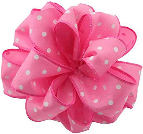 Berwick Offray DWI White Dots Wired Edge Ribbon-1-1/2 Wide X 50 Yards-Hot Pink Ribbon...