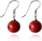 Lureme 10mm Perfect Round Red Natural Stone Silver Tone French Hook Drop Earrings for Women 02001504...