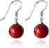 Lureme 10mm Perfect Round Red Natural Stone Silver Tone French Hook Drop Earrings for Women 02001504...