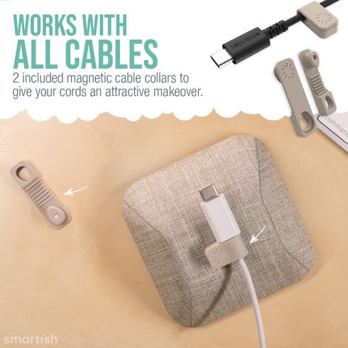 Smartish Magnetic Cord Holder - Cable Wrangler Organizer with Magnet Clips for Charger Management on Desktop, Nightstand, or Side Table for All Ca...