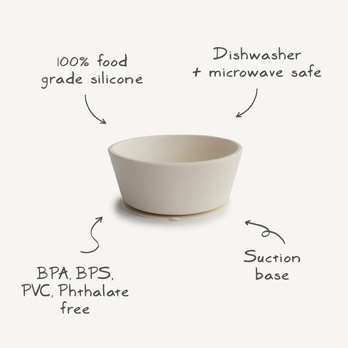 mushie Silicone Suction Bowl | BPA-Free Non-Slip Design (Stone)...