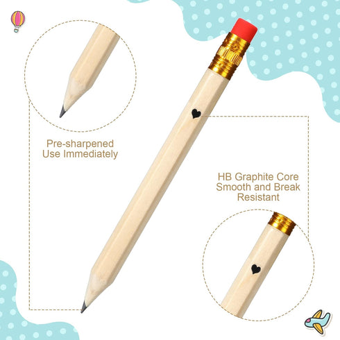 Outus 50 Pieces Wedding Pencils for Bridal Shower Half Pencil with Eraser 4 Inch Mini Hexagon 2 HB Short Pre Sharpened Half Pencils for Wedding Pr...
