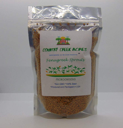Fenugreek Sprouting Seed, Non GMO - 4 oz - Country Creek Acres Brand - Fenugreek for Sprouts, Garden Planting, Cooking, Soup, Emergency Food Stora...